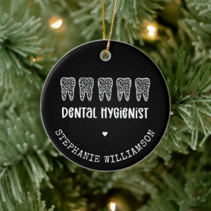 Aangepaste Dental Hygienist Leopard Print Teeth Keramisch Ornament