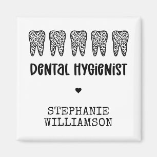 Aangepaste Dental Hygienist Leopard Print Teeth Magneet