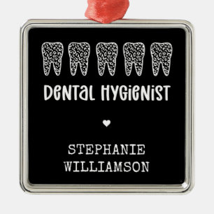 Aangepaste Dental Hygienist Leopard Print Teeth Metalen Ornament