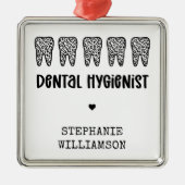 Aangepaste Dental Hygienist Leopard Print Teeth Metalen Ornament (Voorkant)