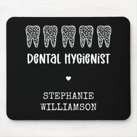 Aangepaste Dental Hygienist Leopard Print Teeth Muismat (Voorkant)