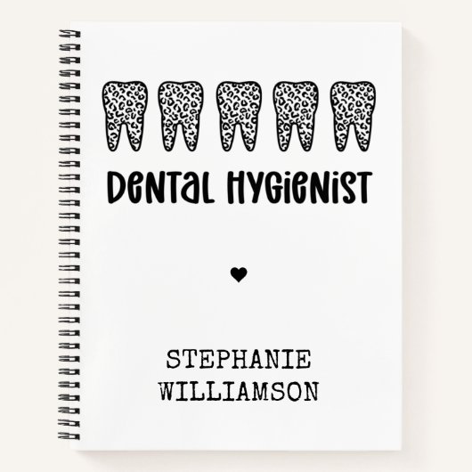 Aangepaste Dental Hygienist Leopard Print Teeth Notitieboek (Voorkant)