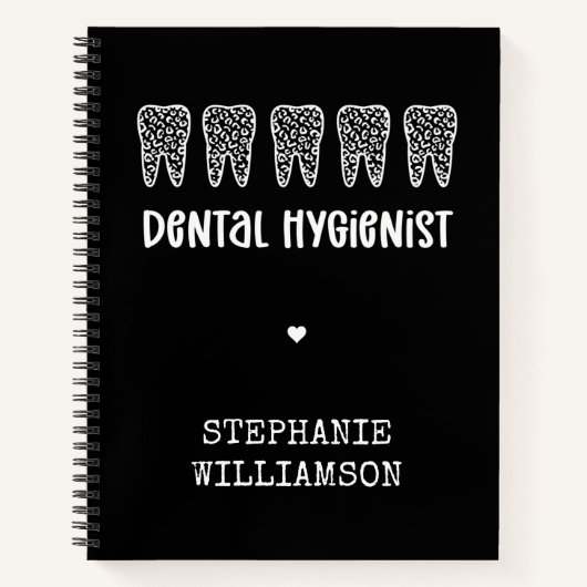 Aangepaste Dental Hygienist Leopard Print Teeth Notitieboek (Voorkant)