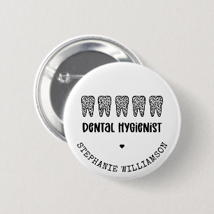 Aangepaste Dental Hygienist Leopard Print Teeth Ronde Button 5,7 Cm