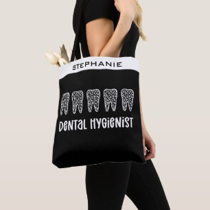Aangepaste Dental Hygienist Leopard Print Teeth Tote Bag