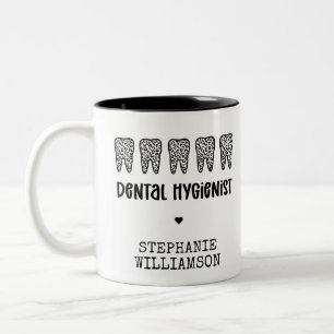 Aangepaste Dental Hygienist Leopard Print Teeth Tweekleurige Koffiemok