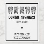 Aangepaste Dental Hygienist Leopard Print Teeth Wijn Etiket (Enkel label)