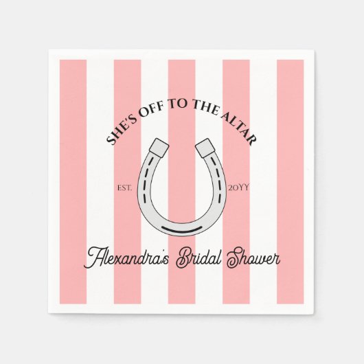 Aangepaste Derby Douche Roze Cabana Stripes Hoefij Servet (Voorkant)