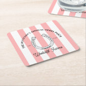 Aangepaste Derby Party Roze Cabana Stripes Hoefijz Kartonnen Onderzetters (Schuin)