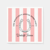 Aangepaste Derby Party Roze Cabana Stripes Hoefijz Servet (Voorkant)