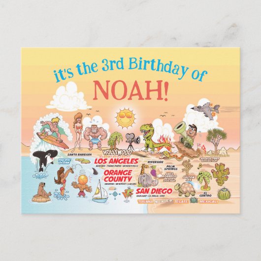 Aangepaste derde SoCal-dag Uitnodiging Briefkaart (Voorkant)