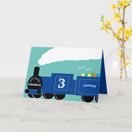 Aangepaste derde verjaardagstoom kaart (Gele Bloem)