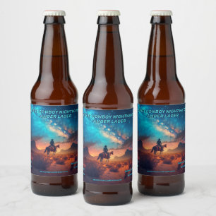 Aangepaste Desert Cowboy Nacht Kijk Gedetailleerd Bier Etiket