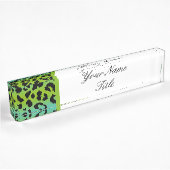 Aangepaste Desk Naam Bord Leopard blauw groen Naam Naambordje