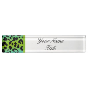 Aangepaste Desk Naam Bord Leopard blauw groen Naam Naambordje