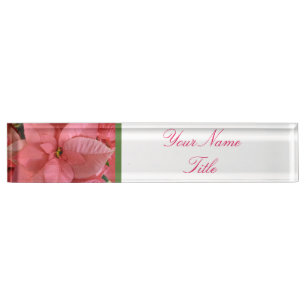 Aangepaste desk Name Bord Poinsettia kerstventilat Naambordje