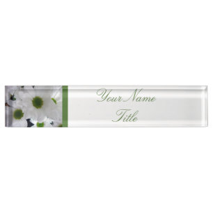 Aangepaste Desk Name Bord White Flowers Daisy Naambordje