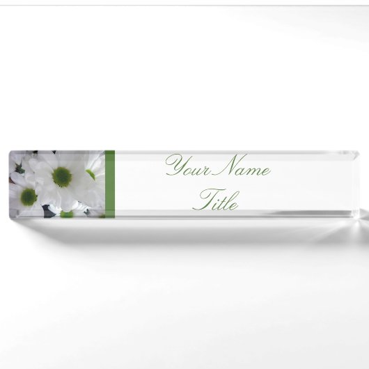 Aangepaste Desk Name Bord White Flowers Daisy Naambordje (Voorkant)