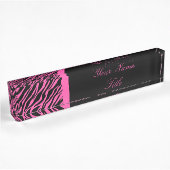 Aangepaste Desk Nameplate Zebra Print Roze Naam Bo Naambordje