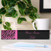 Aangepaste Desk Nameplate Zebra Print Roze Naam Bo Naambordje