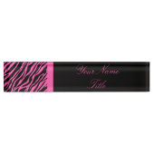 Aangepaste Desk Nameplate Zebra Print Roze Naam Bo Naambordje (Voorkant)