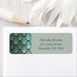 Aangepaste details blauwe schalen geweven etiket
