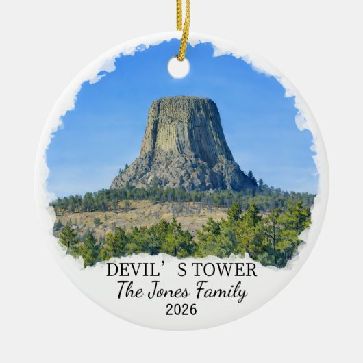 Aangepaste Devil's Tower National Monument, Wyomin Keramisch Ornament (Voorkant)