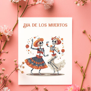 Aangepaste Día de los Muertos Dansend Skelet Koppe Briefkaart