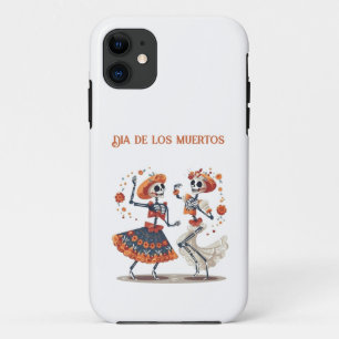 Aangepaste Día de los Muertos Dansend Skelet Koppe Case-Mate iPhone Case