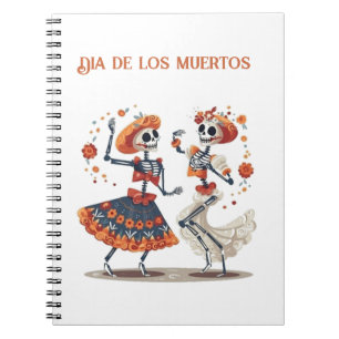 Aangepaste Día de los Muertos Dansend Skelet Koppe Notitieboek