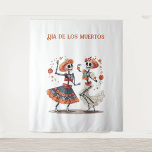 Aangepaste Día de los Muertos Dansend Skelet Koppe Wandkleed