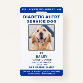 Aangepaste diabetische alarmservice Dog Foto-id Badge (Voorkant)