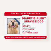 Aangepaste diabetische alarmservice Dog Foto-id Badge (Voorkant)