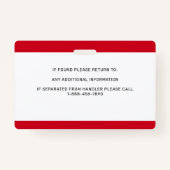 Aangepaste diabetische alarmservice Dog Foto-id Badge (Achterkant)