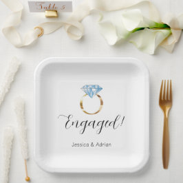 Aangepaste diamant Ring Engagement Party Papieren Bordje