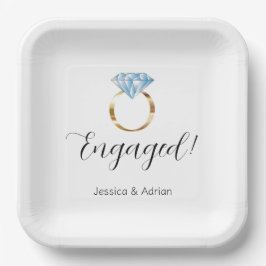 Aangepaste diamant Ring Engagement Party Papieren Bordje