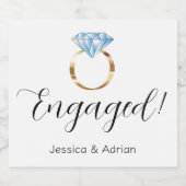 Aangepaste diamant Ring Engagement Party Sparkling Wijnetiket (Enkel label)