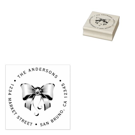 Aangepaste Diamond Bow Retouradres Rubberstempel (Gestempeld)