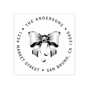 Aangepaste Diamond Bow Retouradres Rubberstempel