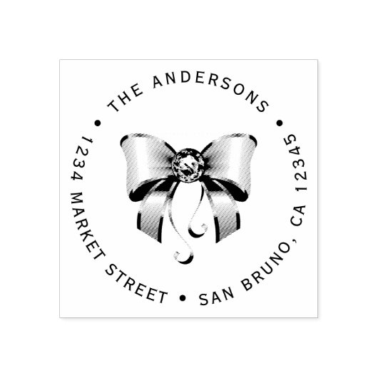 Aangepaste Diamond Bow Retouradres Rubberstempel (Afrduk)