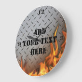 Aangepaste Diamondplate Metaal en Fire Wall Clock Grote Klok (Hoek)