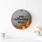 Aangepaste Diamondplate Metaal en Fire Wall Clock Grote Klok (Huis)