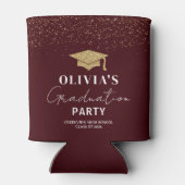 Aangepaste Diep Bordeaux Kleur Afstudeerfeest Blikjeskoeler (Achterkant)
