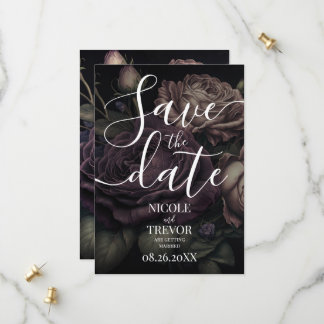 Aangepaste Diep Paarse Stof Roze Roos Huwelijk Save The Date