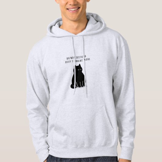Aangepaste Diepe Denkmodus Kat Heren Hoodie (Voorkant)