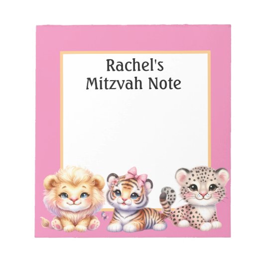Aangepaste dieren meisjes Mitzvah-notities Notitie Notitieblok (Voorkant)