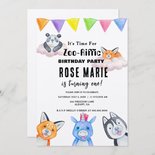 Aangepaste dierentuin - Reffic, Verjaardag van bab Kaart (Voorkant / Achterkant)