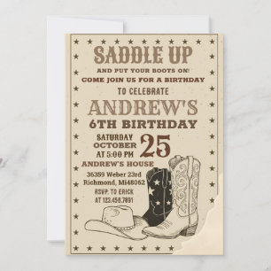 Aangepaste digitale cowboy wild west verjaardag kaart