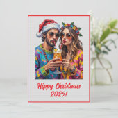 Aangepaste Digitale Hippie Kerst Cocktail Xmas Kaart (Staand voorkant)