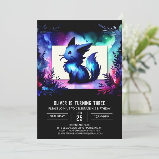 Aangepaste digitale kattenverjaardag kaart (Staand voorkant)